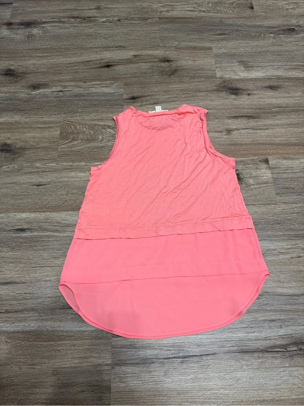 Michael Kors Coral Pink Sleeveless Layered Hem Tank